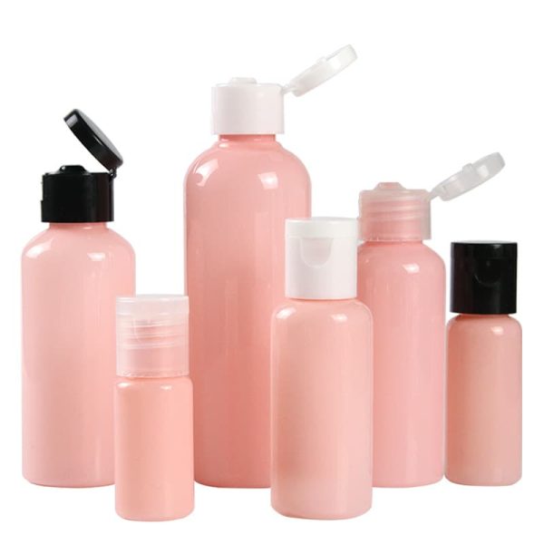 50ml Pink color pet bottles with flip top cap