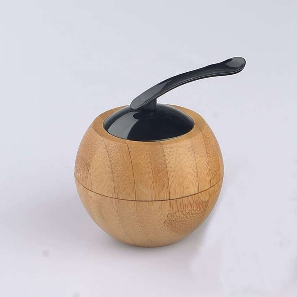 Custom skin care products packaging supplier 30g capacity half pack bamboo wood pp plastic package bamboo wood grain apple cream jar