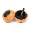 Custom skin care products packaging supplier 30g capacity half pack bamboo wood pp plastic package bamboo wood grain apple cream jar