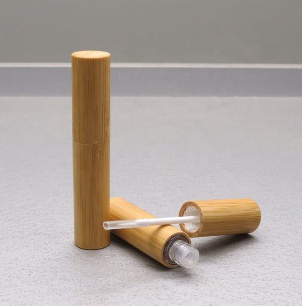 5ml-10ml Bamboo Plastic Bottle Body Transparent Empty Tube Full Package Bamboo Lipstick Tube Bottle with Bamboo Cap