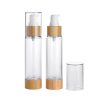 High grade cosmetic packaging natural bamboo wood lotion pp spray 15ml-100ml nozzle vacuum bottle