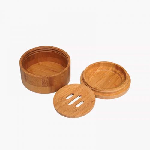 Bamboo wood with waterproof layer daily soap bowl box round