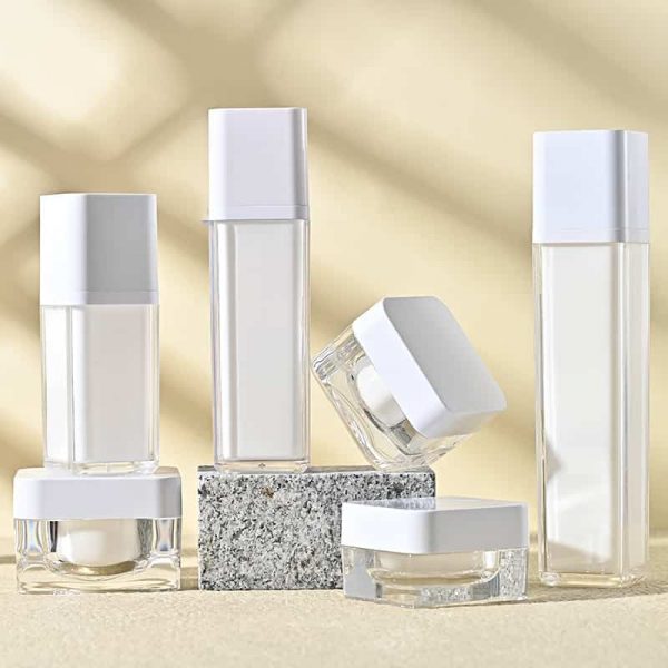 Wholesale skincare China supplier Luxury 60ml-130ml Acrylic 50g Plastic Square Round Empty Cosmetic Bottle Container Set