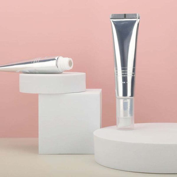 Popular Silvery Thin Squeeze Luxury Press Pump Aluminum Cosmetic Packag