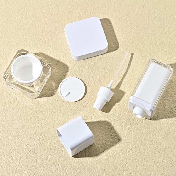 Wholesale skincare China supplier Luxury 60ml-130ml Acrylic 50g Plastic Square Round Empty Cosmetic Bottle Container Set