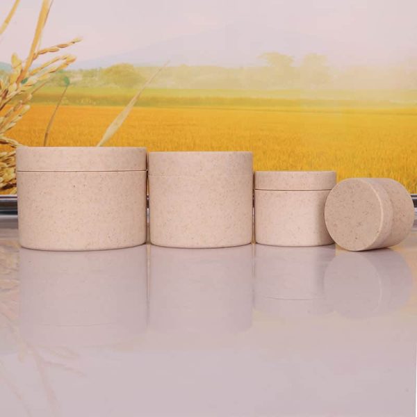 Customized eco friendly wheat straw plastic jar cosmetic containers