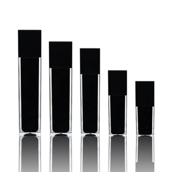 30ml60ml100ml120ml Acrylic Custom Square Plastic Cosmetic Lotion Packaging Black Pump Bottle High grade Cosmetic Packaging