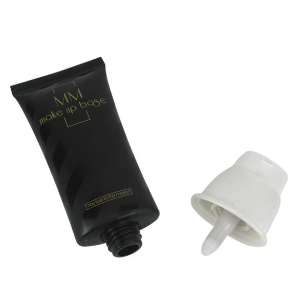 Eco friendly 100ml Black Soft Plastic Aluminum Cosmetic Tube with Airless Pump Head Biodegradable 