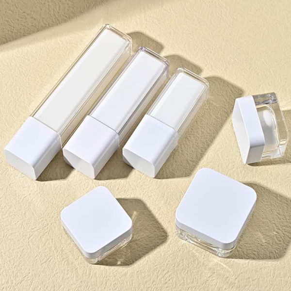 Wholesale skincare China supplier Luxury 60ml-130ml Acrylic 50g Plastic Square Round Empty Cosmetic Bottle Container Set