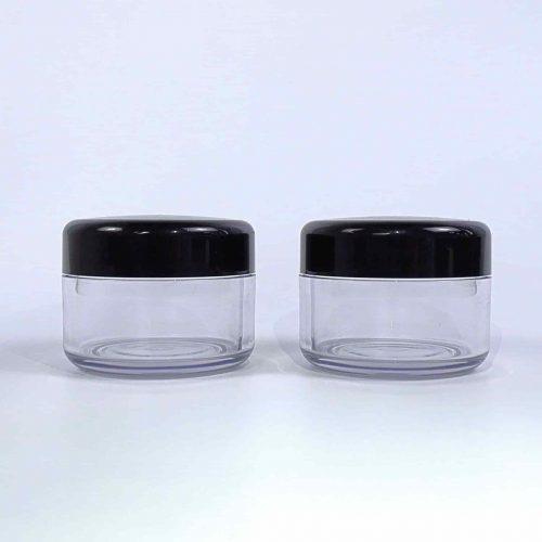 Empty transparent round cosmetic containers