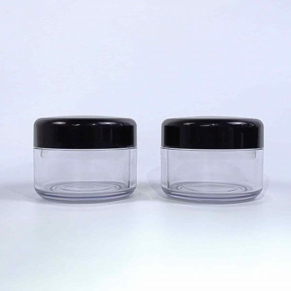 Empty transparent round cosmetic containers