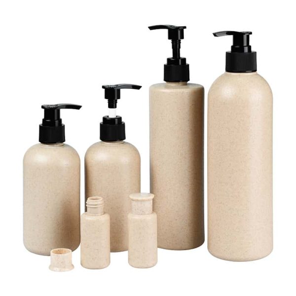 Wheat straw shampoo set plastic hose shampoo bottle with pump