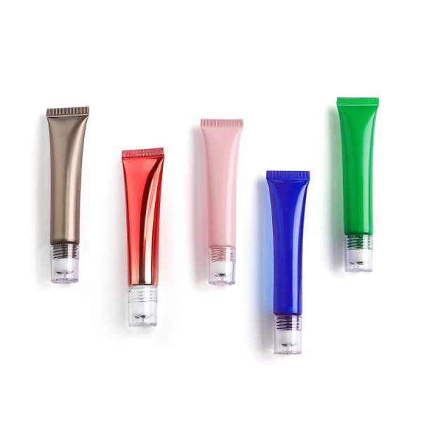 Cosmetic Packaging Plastic 10g 20g Soft Tube Massage Squeeze Tube Eye Cream Serum Container With Roller Steel Ball