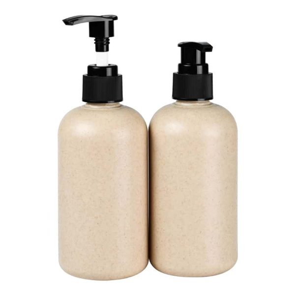 Wheat straw shampoo set plastic hose shampoo bottle with pump