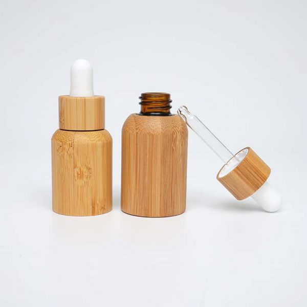Luxury Custom Skin Care Products Packaging Latex Head Dropper 10ml20ml30ml50ml100ml Bamboo Wooden Essential Oil Bottle Bamboo Dropper