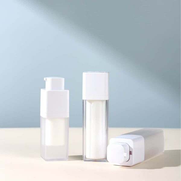 AS and PP Material 15/30/50ml Square Rotating Vacuum Bottle Essence Bottle Wholesale Skin Care Products China Supplier