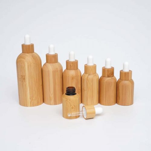 Natural bamboo shell essence cosmetic glass dropper bottle