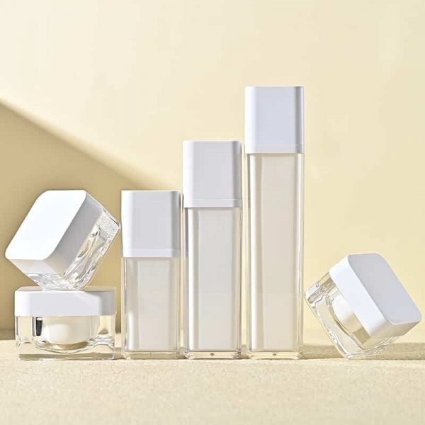 Wholesale skincare China supplier Luxury 60ml-130ml Acrylic 50g Plastic Square Round Empty Cosmetic Bottle Container Set