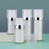 Clear white silver plated high quality round skin care cosmetics plastic bottle