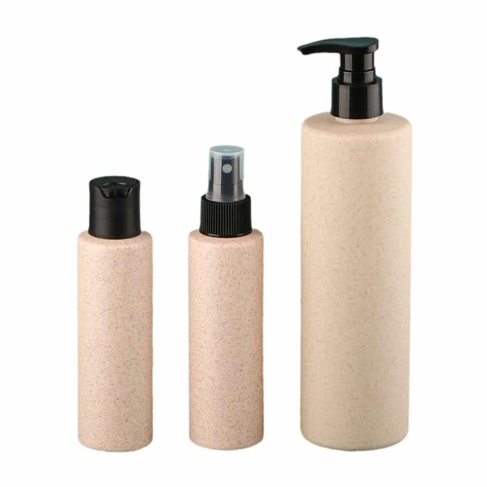 Refillable wheat straw plastic shower gel shampoo bottle