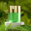 Green small fresh plastic cosmetic packaging cream bottle can be refilled