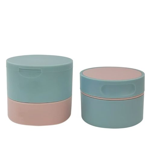 Skin scrub with spatula clamshell plastic jar