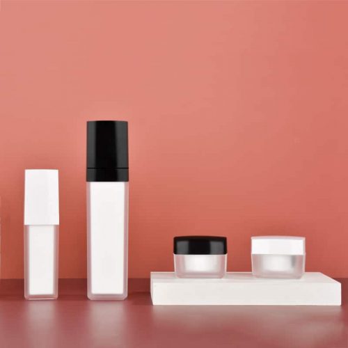 Square acrylic frosted white black spray bottle