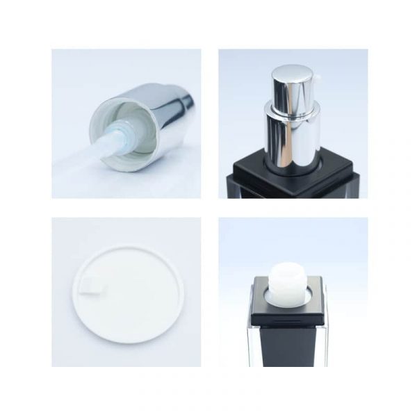 30ml60ml100ml120ml Acrylic Custom Square Plastic Cosmetic Lotion Packaging Black Pump Bottle High grade Cosmetic Packaging