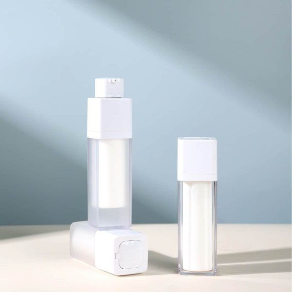 AS and PP Material 15/30/50ml Square Rotating Vacuum Bottle Essence Bottle Wholesale Skin Care Products China Supplier