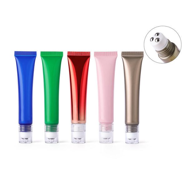 Cosmetic Packaging Plastic 10g 20g Soft Tube Massage Squeeze Tube Eye Cream Serum Container With Roller Steel Ball