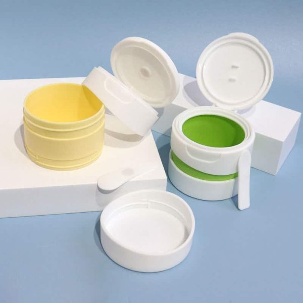 New design with spoon cream jar flip top container multifunctional travel mask jar