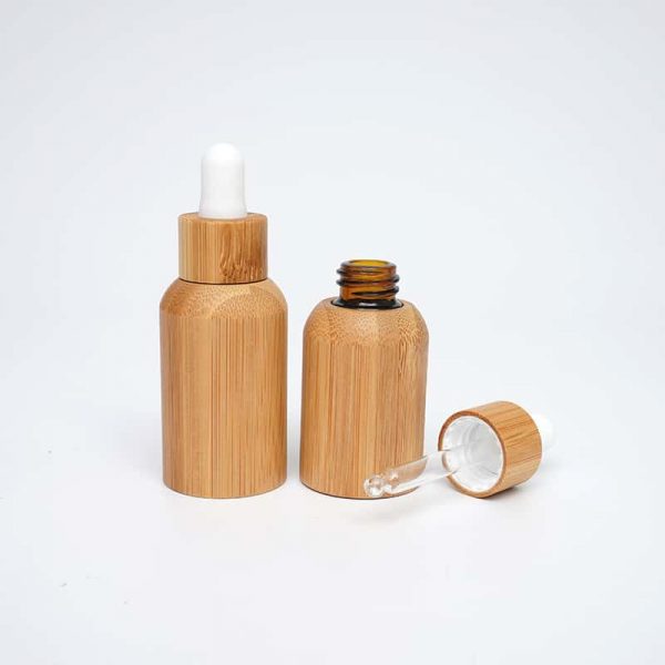 Luxury Custom Skin Care Products Packaging Latex Head Dropper 10ml20ml30ml50ml100ml Bamboo Wooden Essential Oil Bottle Bamboo Dropper