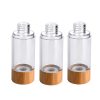 High grade cosmetic packaging natural bamboo wood lotion pp spray 15ml-100ml nozzle vacuum bottle